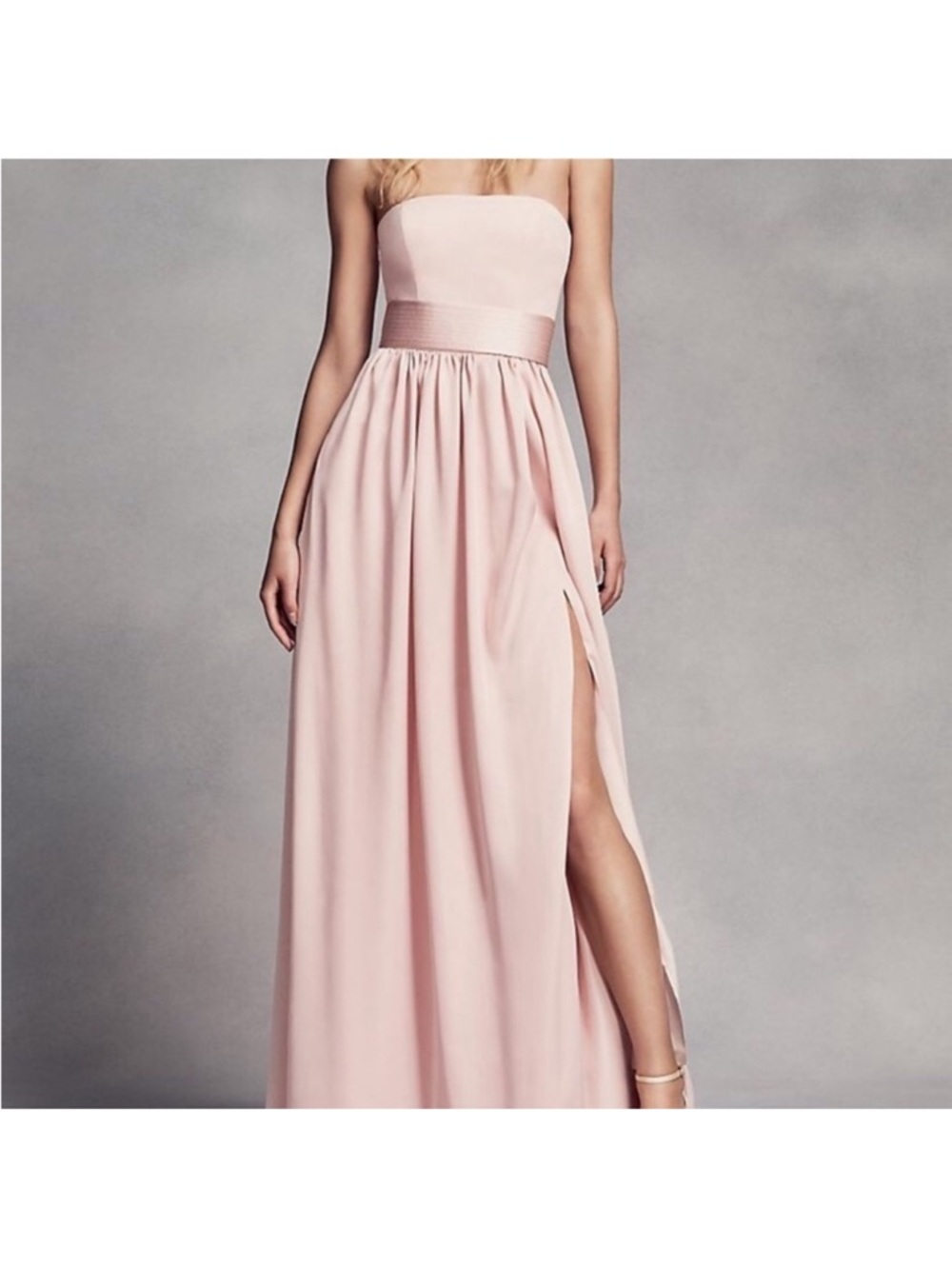 Vera Wang Strapless pink Satin Maxi Dress